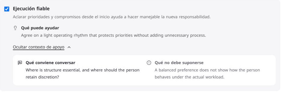 Desarrollo individual de líderes — Ejemplo de acción al asumir un equipo nuevo